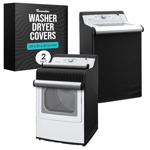 Houseables Washer and Dryer Covers Washing Machine Cover Washer Machine Protector For Top Load & Front Load Wash And Dry Laundry Protection For Outside Outdoor Waterproof Dust Black 2 Pack