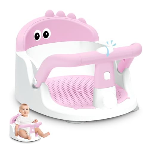 Image of Baby Bath Seat for Babies 6 Months & Up Sitting Up, Non-Slip Baby Bath Chair with Suction Cup, Safe and Comfortable Portable Infant Bath Seat for Bathroom, Bathtub Tub, Easy to Clean (Pink)