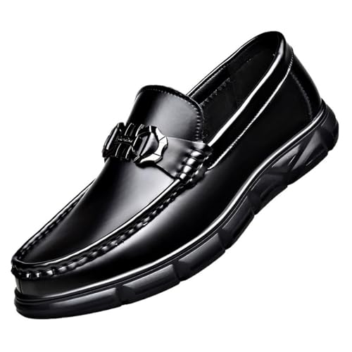 Party Loafers for Men's Suede Vamp Business Solid Color Round Toe Working Anti-Slip Rubber Sole Slip Resistant Block Heel Shoe