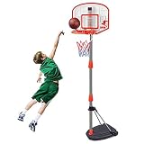 T&P Transportabel BasketballstäNder System ，Kinder Basketball Hoop Play Set，HöHenverstellbarer StäNder ，ZäHlfunktion，Geeignet für den Innen- und Außenbereich