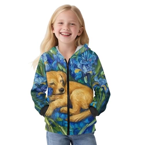 Girls Zip Up Hoodies Size 6-16 Hooded Jacket Kids Sweatshirts Girls Zipper Thick Oversized Funny for School