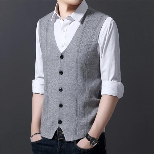 Bollrllr 2024 Winter Men's Knitted Sweater Vest Fashion Button V Neck Sleeveless Warm Sweater Vest3