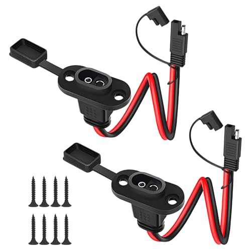 WYTUDTE 2 Pack SAE Quick Connector Harness 1FT 10AWG SAE Adapter Male Plug to Female Socket Cable Waterproof SAE Cord for Solar Panel Generator Charger (Square)
