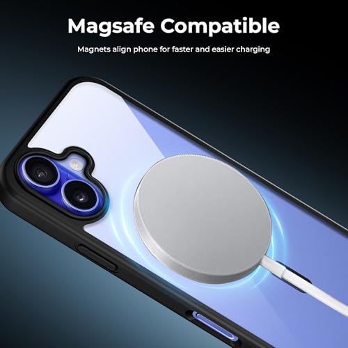 Image of A rtistque Clear Back Cover Case for iPhone 16 | Mag-Safe| Acrylic | Shockproof TPU Protective Design | iPhone 16 Back Cover Transparent - Black Bumper