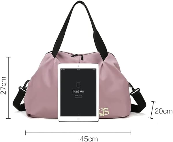 Vllcsla Sac de Sport Femme Petit, Poche Humide, 45x27x20 cm, Imperméable Sac à Bandoulière de Sport/Voyage, Sacs de Week-End à Main, Sacs de Voyage Femme Piscine, Léger, Doux (Noir) - 5