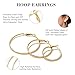DENNSHH Valentines Day Gifts for Couple 6 Pairs Stainless Steel 14K Gold/Silver Hoop Earrings for Women Hypoallergenic Lightweight Set with 30mm 40mm 50mm Sizes Thin Design