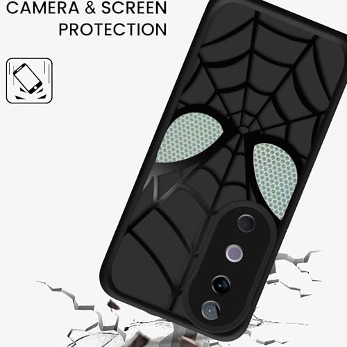Image of Stylish Spider Back Case Cover Compatible for Vivo V40 /Vivo V40 Pro /T3 Ultra 5G | Spidey Face Mask Case | Soft Silicone | Camera & Full Body Protection | Shock Proof | (Black)