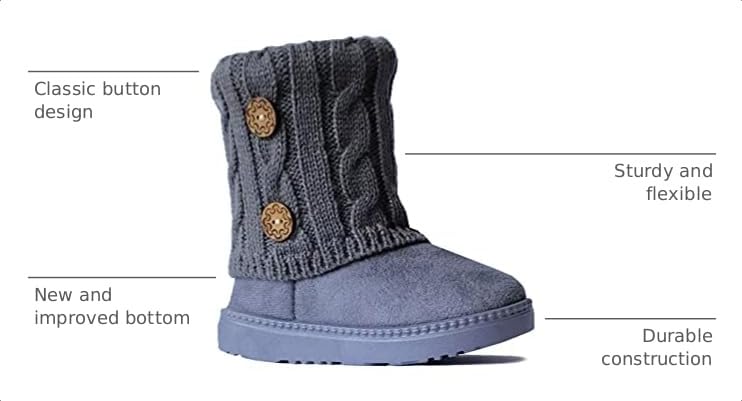 Image of REDVOLUTION Kids Boots Toddler Girls Cute 2 Buttons || Rhinestone Faux Fur Suede Knitting Shoe