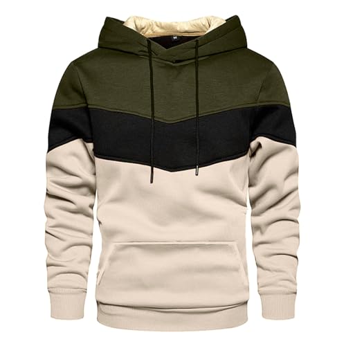 Sudadera con capucha para hombre con bloqueo de color, patchwork, corte ajustado, suave, jersey de invierno con bolsillos, estilo retro, ropa de calle moderna, sudadera con capucha, suelta, informal
