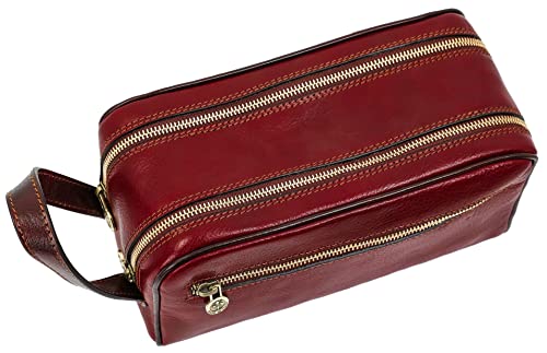 Time Resistance Leather Cosmetic Bag Toiletry Italian Classy Dopp Kit