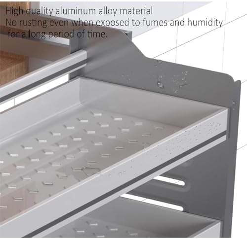 Pull-Down 2-Tier Shelving System for Kitchen Cabinets, Space-Saving Pull-Out Storage Organizer, Wall-Mounted Cabinet Solution for Efficient Home Organization