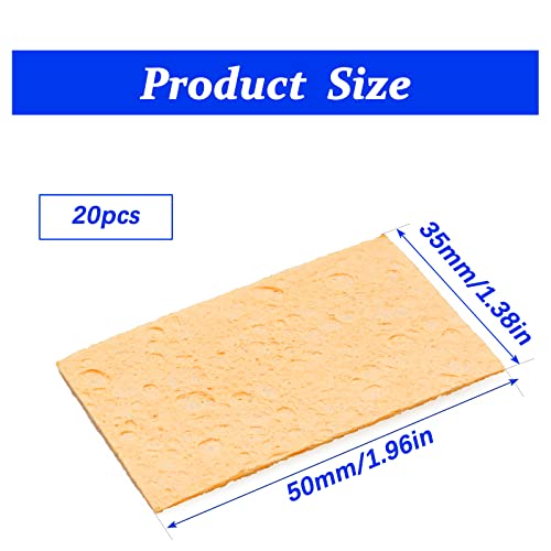 Image of 20Pcs Yellow Replacement Soldering Sponge,50mm x 35mm Rectangle Solder Tip Cleaning Spong Soldering Iron Cleaning Sponge for Soldering Tips (1.96 x 1.38 Inch,Rectangle)