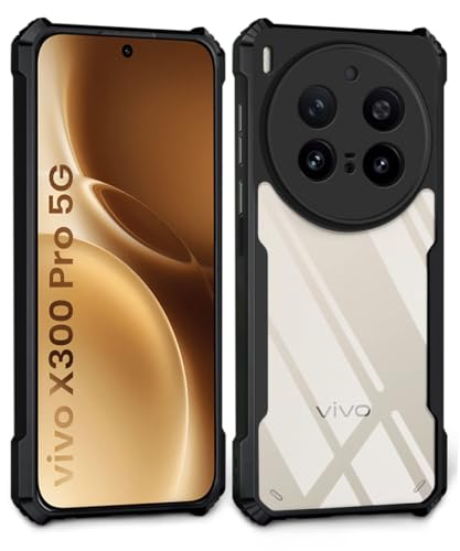 Image of WOW IMAGINE Shock Proof Clear Back Case Mobile Cover for Vivo X300 Pro 5G (Hard | Hybrid PC + TPU | Full Armour Device & Camera Protection | Black)