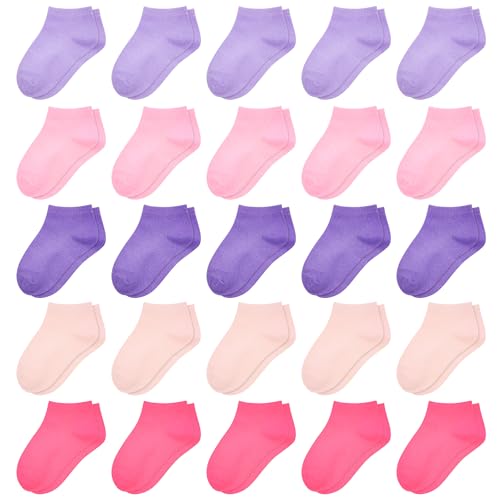 25 Pairs Toddler Socks, Girls Socks Kids Ankle Sock Colorful Low Cut Sock for Girls 1-14 Years