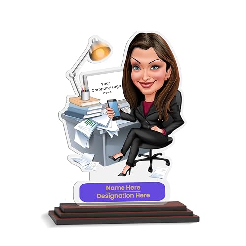 Image of SAVRI Personalized Caricature for Lady Boss-Customized Picture Caricature Standee with Name Funny & Quirky Corporate Gift | Female Boss, Madam, Manager, Senior, Birthday, Farewell & Office Desk Gifts