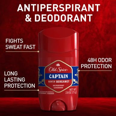 Old Spice Anti-Perspirant and Deodorant Stick, Captain, 2.6 oz (Pack of 2)