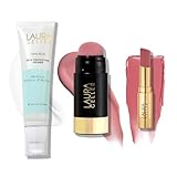 LAURA GELLER NEW YORK Hydration Heroes Kit: Spackle Primer, Hydrate + Jelly Balm Tinted Lip Balm, In the Buff + Serum Blush Cheek Tint (In the Buff Lip Balm + Practical Pink Blush)