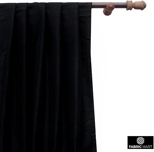 Miniatura 5 de Fabric Mart Direct Tela Dupioni de seda negra por The Yard, 3 yardas continuas 41 pulgadas de ancho Slubbed Dupioni Silk Solid Color Black