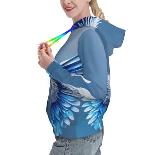 Sweat à capuche ailes d'ange EdWal pour femme, pull ajusté avec grande poche kangourou - 2