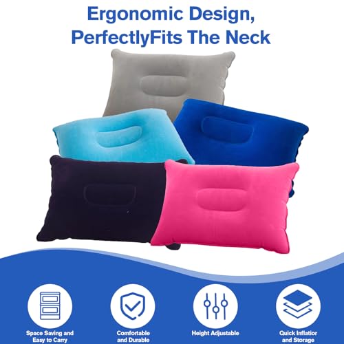 VEGCOO 5 Pack Inflatable Pillow, Multipack of Blow Up Pillows 22 * 34cm, Inflatable Pillows Compact Light Water Resistant, Perfect for Travel, Camping, Outdoors, Fishing, Beach - Image 5