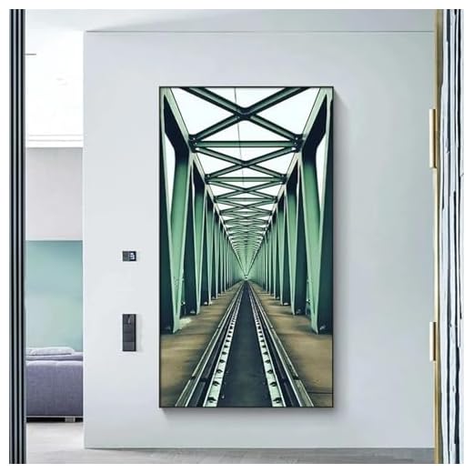 Impresiones en lienzo abstractas grandes, pintura para decoración de pared, imagen de edificio de estructura verde moderna para arte de pared, sala de estar, 90x185cm (35x73 pulgadas) con marco negro