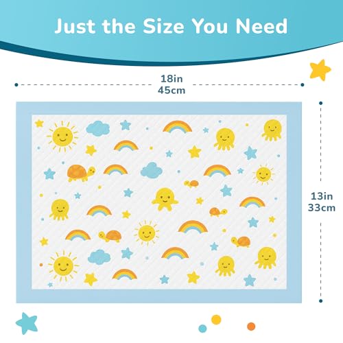 Image of SunnyGuard Disposable Changing Pads for Baby 13 x 18 Inches, 50 Diaper Changing Pad with Unique Design & 6 Layers of Protection for Nursery Use, Travel Changes & Pee Pad Protection, 33 x 46 CM