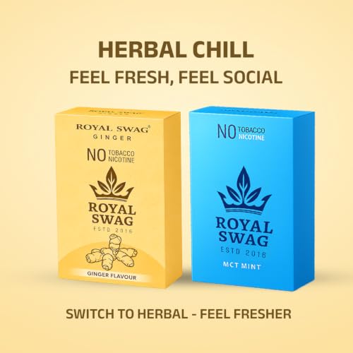 Image of ROYAL SWAG Ginger And Mint Flavour Wellness Sticks 10 Sticks Each Pack of 2 Boxes Ayurvedic Herbal Blend Wellness Sticks