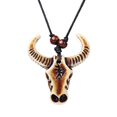 Necklace For Men Tribe Pendant Retro Bull Head Necklace Hand Carved