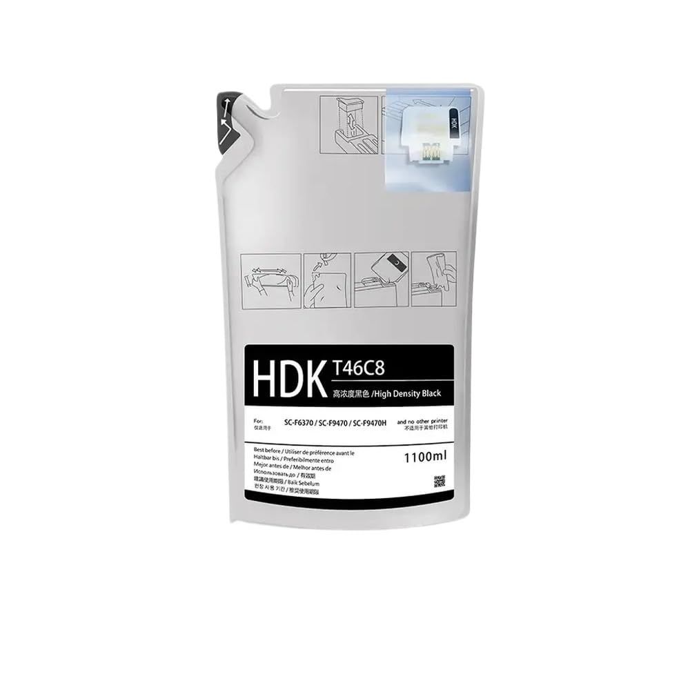 1 set cartuccia d'inchiostro a sublimazione termica compatibile con stampante Surecolor F6370 F9470 F9470H include sacchetti di inchiostro T46C2 T46C3 T46C3 T46C8 1100 ml(Black)