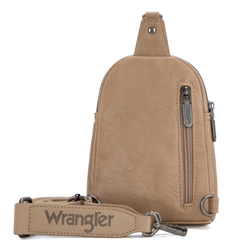 Image of Wrangler Small Sling Bag for Women, Leather Crossbody Bags Cross Body Purse Fanny Packs with Adjustable Strap for Gift