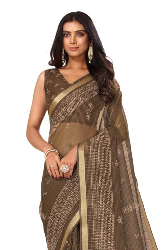 Image of MIRCHI FASHION Kota Doria Cotton Saree with Blouse Piece | Paisley Block Printed Saree for Women | Traditional Ethnic Daily Wear Summer Saree