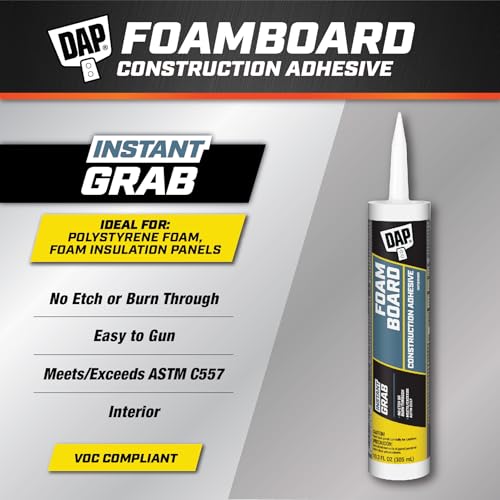 Image of DAP Foamboard Construction Adhesive, White, 10.3 Oz (7079827519) (Pack of 3)