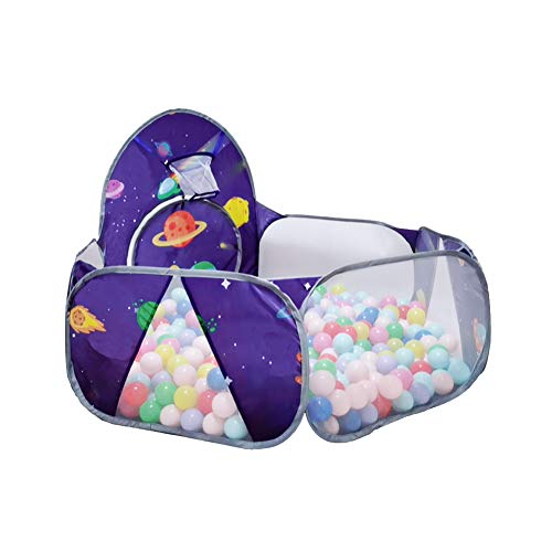 LOJETON 2pc Rocket Ship Kids Play Tent, Ball Pit with Basketball Hoop for Boys, Girls and Toddlers - Indoor/Outdoor Use Pop Up Rocket Tent