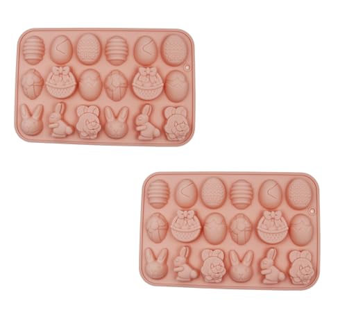 2 Pack Chocolate Molds,18-Cavities Rabbit and Easter Egg Shaped Silicone
