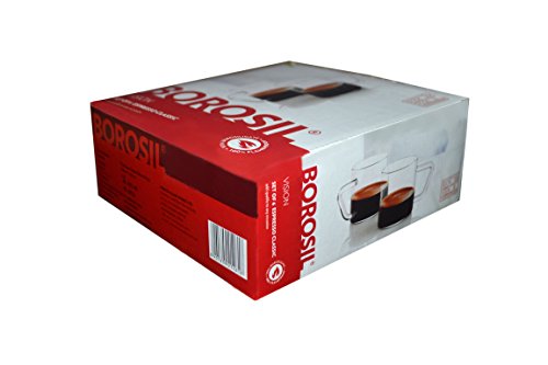 Image of Borosil Vision Glass Set, 295ml, Set of 6, Transparent & Espresso Classic (120 Ml) - Coffee Mug Combo