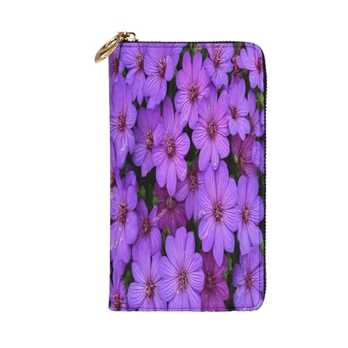Leather Wallet for Women & girls, Fashion Long billfold Wallets, Ladies purse for Daily, Purple Lily Flowers ID card package, Slim Thin RFID Blocking Credit Card Wallets with Zipper Coin Pocket2