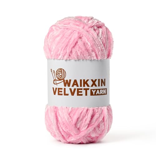 Image of Chunky Chenille Yarn for Crocheting, Baby Yarn for Crocheting Soft, Plush Velvet Yarns, 100g (87.4 yds) Fluffy Yarn for Crochet Amigurumi (Pink)