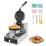 WICHEMI Commercial Belgian Waffle Maker Thick, Cast Iron Waffle Maker Rotating, 180° Flip Nonstick Time Control Temperature Adjustable 110v 1200w