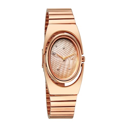 Image of Fastrack UFO Quartz Beige Yellow Shaped Dial Girls Watch | Rose Gold Colour Band | Watches for Girls Analog - 6318WM01