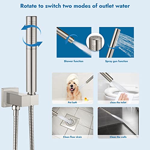 Robinet de baignoire cascade bec mural mitigeur douche nickel brossé - 6