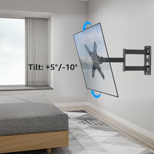 Image of MOUNTUP Full Motion TV Wall Mount for Most 14-42 inch Flat Curved Screen TVs | Max VESA 200x200mm, up to 44 lbs, TV Bracket with Swivel /Extension /Tilt /Level, Sturdy Mount for LED LCD TVs and Monitors