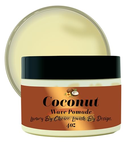 Black Lavish Essentials Ultra-Smooth 360 Wave Pomade, 4oz Coconut Hair Butter, Strong Hold Non-Greasy Hair Styling Cream for Deep Waves, Shea and Mango Butter Natural (Coconut 360 Pomade, 4oz)
