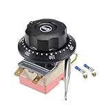 sourcing map NC 250V 16A 50 250C Contrôle Température Interrupteur Thermostat Capillaire pour Four Réfrigérateur Chauffage 0.7m avec 2 Vis&2 Bornes à Sertir