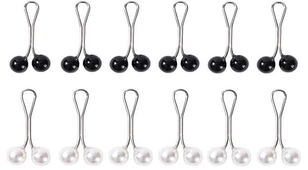 zupeya Premium Pearl Hijab Pins Set for Women | No-Snag Safety Scarf Pins | Multicolor Decorative Brooch Pins for Hijab, Dupatta & Shawl (Pack of 12)-picture-3