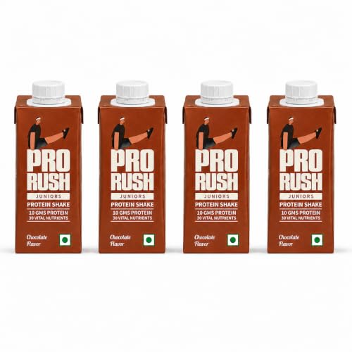 Image of ProRush Chocolate Protein Shake 250ml (Pack of 4) | Ready-to-Drink Protein Beverage with High Protein & Vitamins | Chocolate Flavour | Post Workout & Daily Nutrition Drink