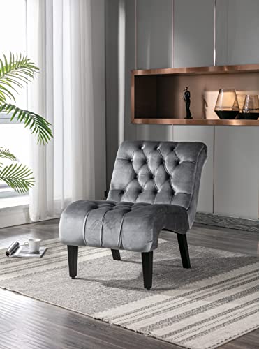 Sillón Lounge Terciopelo Plateado miniatura 1