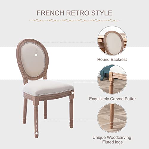 Image of Virabit French Country Dining Chairs Set of 2, Vintage Louis Chairs with Curved Backrest and Beautifully Carved Solid Wood Frame Farmhouse Dining Chairs for Living Room, Kitchen, Restaurant