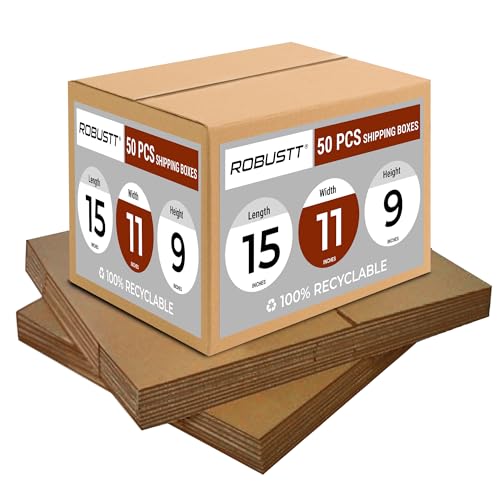 Image of Robustt 3 Ply 15 inchX11 inchX9 inch Cardboard Boxes for Packaging (Pack of 50) | Brown Corrugated Box for Packing | Shipping | Home Shifting | Parcel | Courier Packing box | Large Carton Box