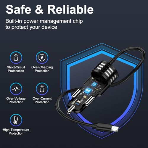 Zigarettenanzünder USB C Adapter für iPhone 17 Pro 16 15, 48W 2 Ports Auto Handy Ladegerät 12V Kfz Ladegerät mit 1M Typ C Ladekabel für Samsung Galaxy S25 Ultra S24 S23 FE S22 A16 A17 A35 A55 5G A56 – Bild 6