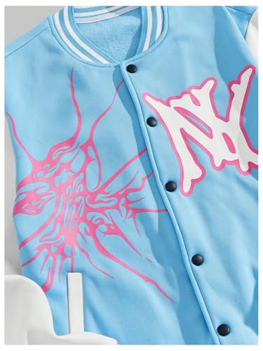 SOLY HUX Men's Letter Graphic Varsity Jacket Color Block Long Sleeve Streetwear Baseball Jacket3